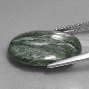 Serafinite naturale verde da 11,13 ct, taglio ovale, opaco