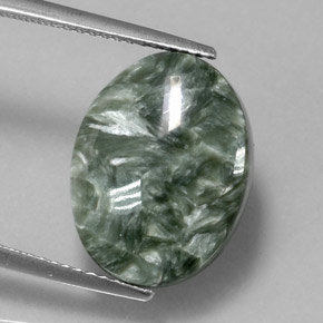 Serafinite naturale verde da 8,92 ct, taglio ovale, opaco