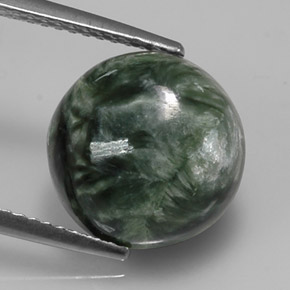 Serafinite naturale verde da 4,92 ct, taglio rotondo, opaco