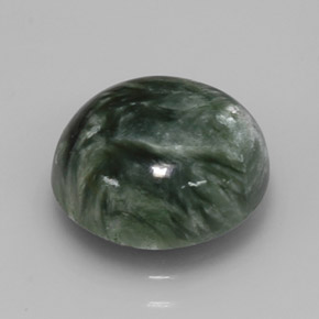 Serafinite naturale verde da 4,92 ct, taglio rotondo, opaco