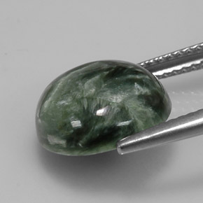Serafinite naturale verde da 4,92 ct, taglio rotondo, opaco