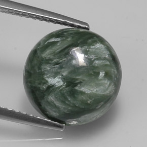 Serafinite naturale verde da 5,09 ct, taglio rotondo, opaco
