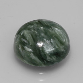 Serafinite naturale verde da 5,09 ct, taglio rotondo, opaco