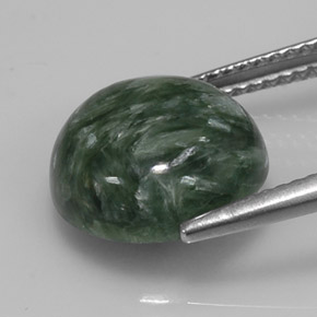 Serafinite naturale verde da 5,09 ct, taglio rotondo, opaco