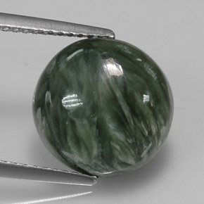 Serafinite naturale verde da 4,98 ct, taglio rotondo, opaco