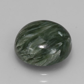 Serafinite naturale verde da 4,98 ct, taglio rotondo, opaco