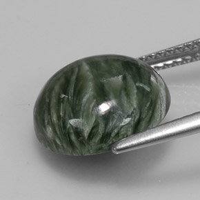 Serafinite naturale verde da 4,98 ct, taglio rotondo, opaco