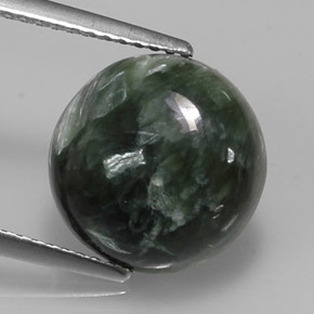 Serafinite naturale verde da 5,02 ct, taglio rotondo, opaco