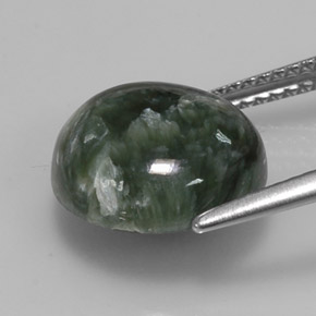 Serafinite naturale verde da 5,02 ct, taglio rotondo, opaco
