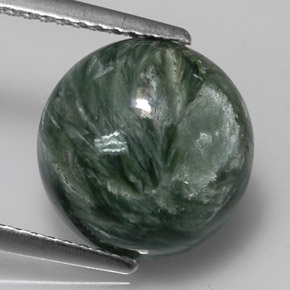Serafinite naturale verde da 4,10 ct, taglio rotondo, opaco