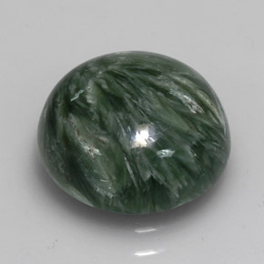 Serafinite naturale verde da 4,10 ct, taglio rotondo, opaco