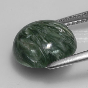 Serafinite naturale verde da 4,10 ct, taglio rotondo, opaco