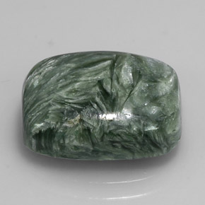 Serafinite naturale verde da 5,87 ct, taglio a cuscino, opaco