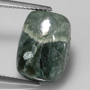 Serafinite naturale verde da 5,49 ct, taglio a cuscino, opaco
