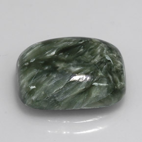 Serafinite naturale verde da 5,71 ct, taglio a cuscino, opaco