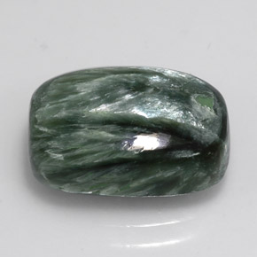 Serafinite naturale verde da 5,76 ct, taglio a cuscino, opaco