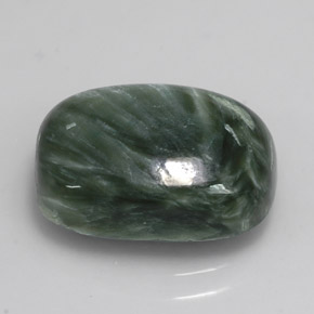Serafinite naturale verde da 5,92 ct, taglio a cuscino, opaco