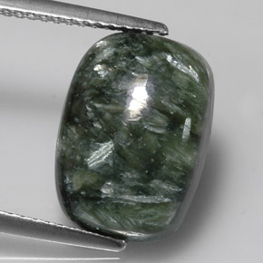 Serafinite naturale verde da 5,98 ct, taglio a cuscino, opaco