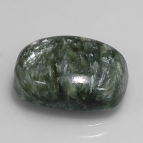 Serafinite naturale verde da 5,98 ct, taglio a cuscino, opaco