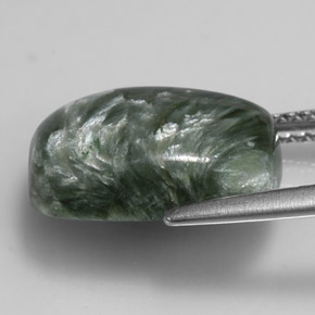 Serafinito Verde naturale da 6.08 ct, Taglio a cuscino, Opaco