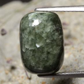 Serafinite naturale verde da 5,99 ct, taglio a cuscino, opaco