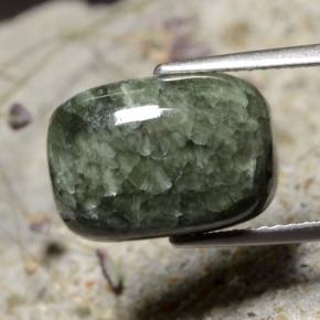 Serafinite naturale verde da 5,99 ct, taglio a cuscino, opaco