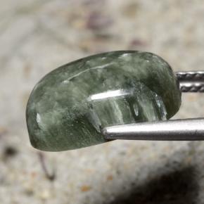 Serafinite naturale verde da 5,99 ct, taglio a cuscino, opaco