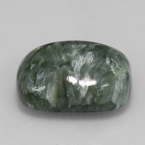 Serafinite naturale verde da 5,55 ct, taglio a cuscino, opaco
