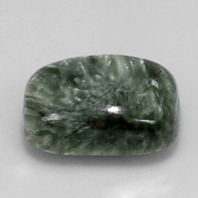 Serafinite naturale verde da 6,14 ct, taglio a cuscino, opaco
