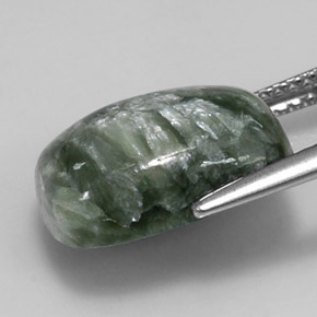 Serafinite naturale verde da 6,14 ct, taglio a cuscino, opaco