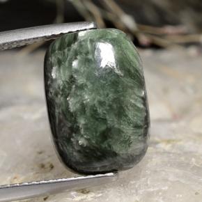 Serafinito Verde naturale da 6.02 ct, Taglio a cuscino, Opaco