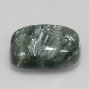 Serafinite naturale verde da 5,89 ct, taglio a cuscino, opaco
