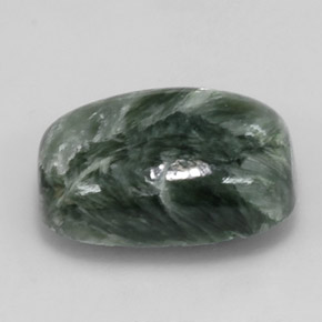 Serafinite naturale verde da 5,75 ct, taglio a cuscino, opaco