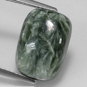 Serafinito Verde naturale da 5.32 ct, Taglio a cuscino, Opaco