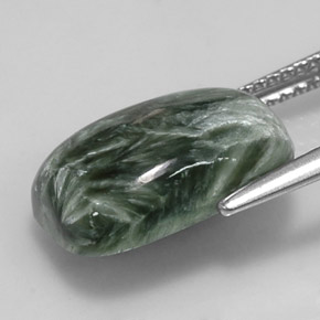 Serafinito Verde naturale da 5.32 ct, Taglio a cuscino, Opaco