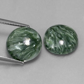 Gemme di Serafinito Verde naturale da  ct, Taglio rotondo, Opaco