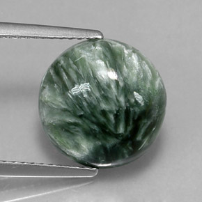 Serafinite naturale verde da 4,67 ct, taglio rotondo, opaco