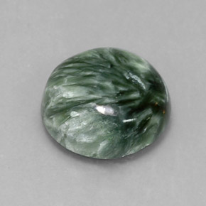 Serafinite naturale verde da 4,67 ct, taglio rotondo, opaco