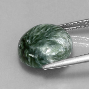 Serafinite naturale verde da 4,67 ct, taglio rotondo, opaco