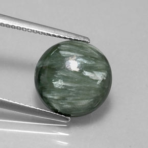 Serafinite naturale verde da 4,56 ct, taglio rotondo, opaco