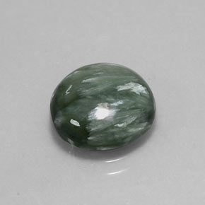 Serafinite naturale verde da 4,56 ct, taglio rotondo, opaco