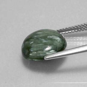 Serafinite naturale verde da 4,56 ct, taglio rotondo, opaco