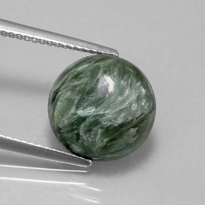 Serafinito Verde naturale da 5.11 ct, Taglio rotondo, Opaco