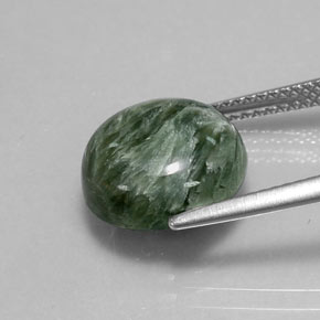 Serafinito Verde naturale da 5.11 ct, Taglio rotondo, Opaco