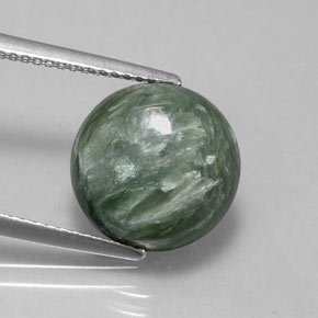 Serafinite naturale verde da 4,85 ct, taglio rotondo, opaco