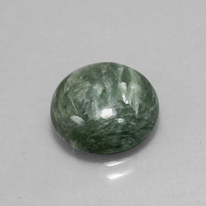 Serafinite naturale verde da 4,85 ct, taglio rotondo, opaco