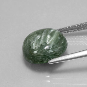 Serafinite naturale verde da 4,85 ct, taglio rotondo, opaco