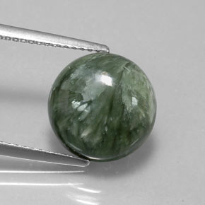 Serafinite naturale verde da 4,61 ct, taglio rotondo, opaco