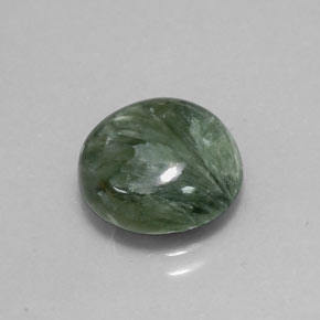 Serafinite naturale verde da 4,61 ct, taglio rotondo, opaco