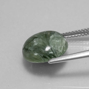 Serafinite naturale verde da 4,61 ct, taglio rotondo, opaco